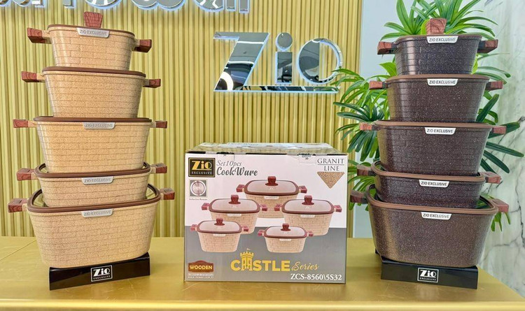 سرویس قابلمه و تابه گرانیتی 10 پارچه زیو مدل ZCS-8560