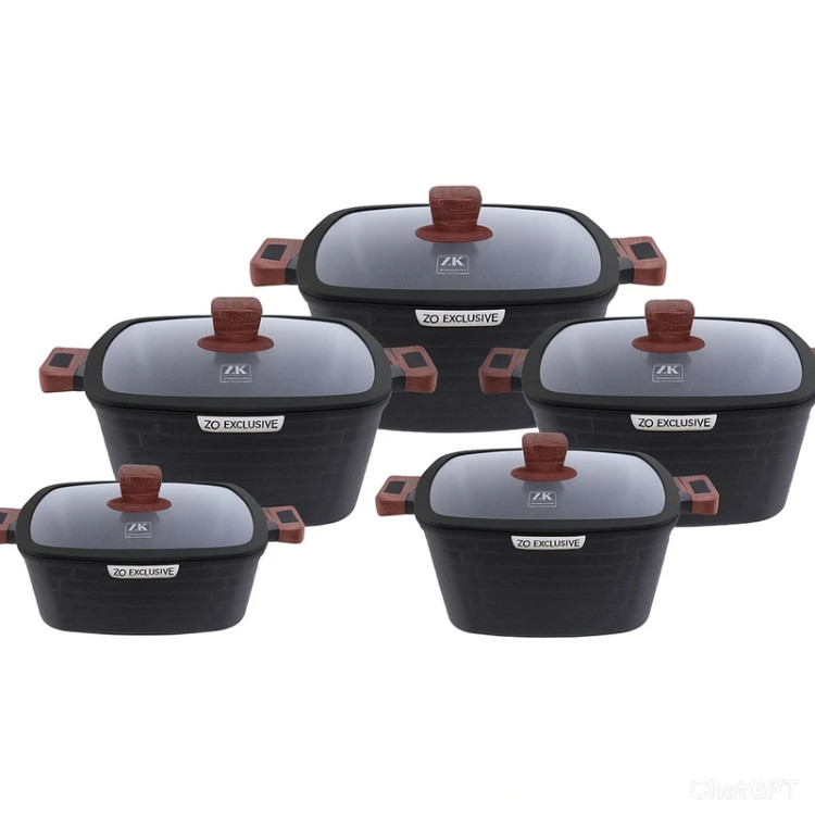 سرویس قابلمه و تابه گرانیتی 10 پارچه زیو مدل ZCS-8550
