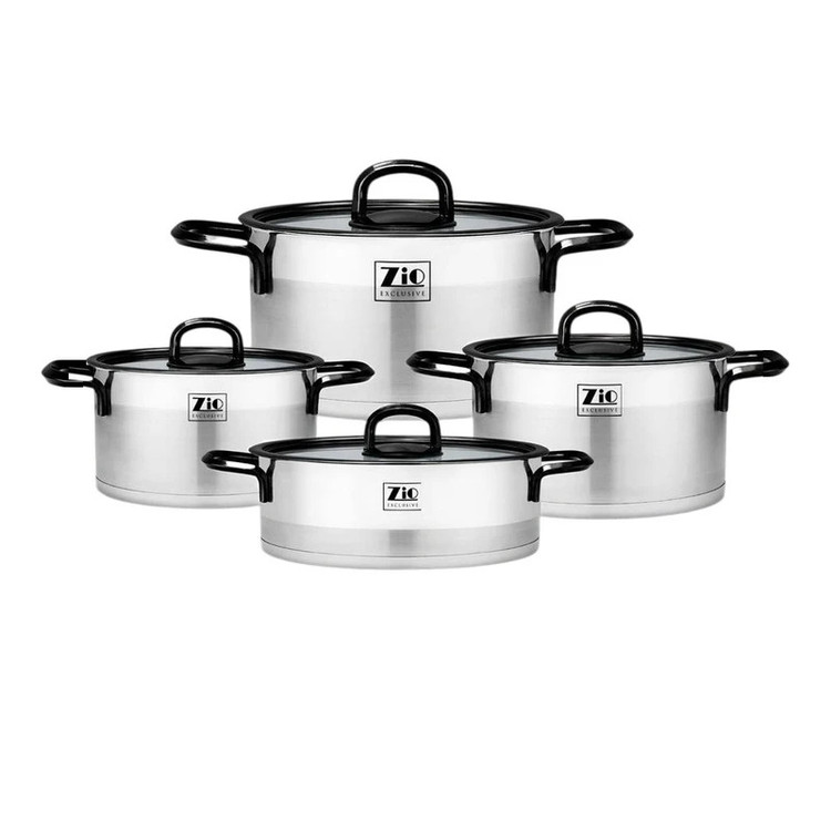 سرویس قابلمه و تابه استیل ۸ پارچه زیو مدل ZCS-1378/4S28